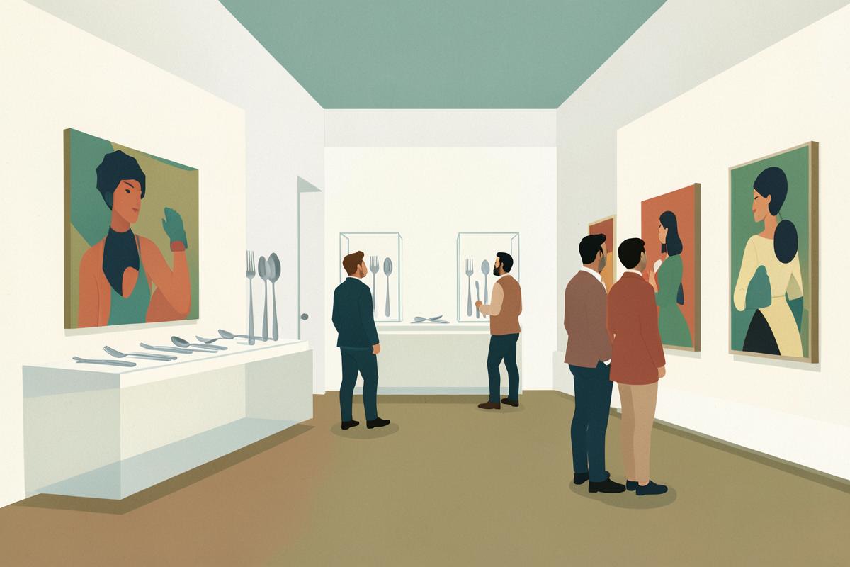 Illustration of the bright white interior of the Millennium Gallery